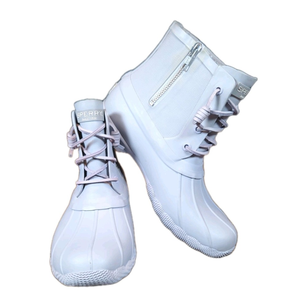 Sperry Boots Womens‎ Size 7 Saltwater Rain Gray Flooded Waterproof Side Zip